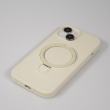 Coque iPhone 15 - Silicone mat MagSafe avec anneau de support - Vanille