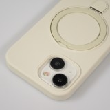 Coque iPhone 15 - Silicone mat MagSafe avec anneau de support - Vanille