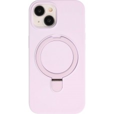 Coque iPhone 15 - Silicone mat MagSafe avec anneau de support - Violet clair