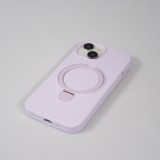 Coque iPhone 15 - Silicone mat MagSafe avec anneau de support - Violet clair