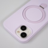 Coque iPhone 15 - Silicone mat MagSafe avec anneau de support - Violet clair