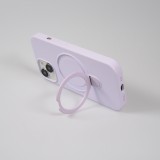 Coque iPhone 15 - Silicone mat MagSafe avec anneau de support - Violet clair