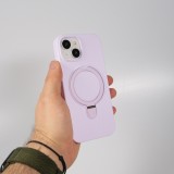 Coque iPhone 15 - Silicone mat MagSafe avec anneau de support - Violet clair