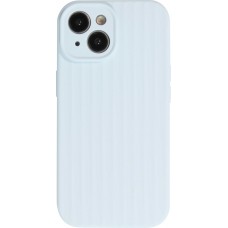 Coque iPhone 15 - Silicone mat soft touch avec lignes en relief  - Bleu clair