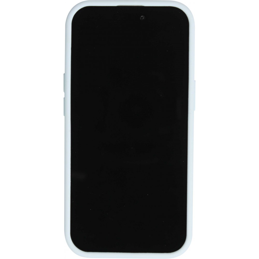 Coque iPhone 15 - Silicone mat soft touch avec lignes en relief  - Bleu clair
