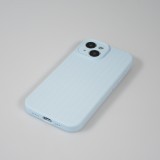 Coque iPhone 15 - Silicone mat soft touch avec lignes en relief  - Bleu clair