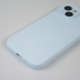 Coque iPhone 15 - Silicone mat soft touch avec lignes en relief  - Bleu clair