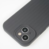 Coque iPhone 15 - Silicone mat soft touch avec lignes en relief  - Noir