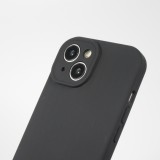 Coque iPhone 15 - Silicone mat soft touch avec lignes en relief  - Noir