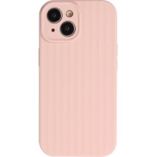 Coque iPhone 15 - Silicone mat soft touch avec lignes en relief  - Rose