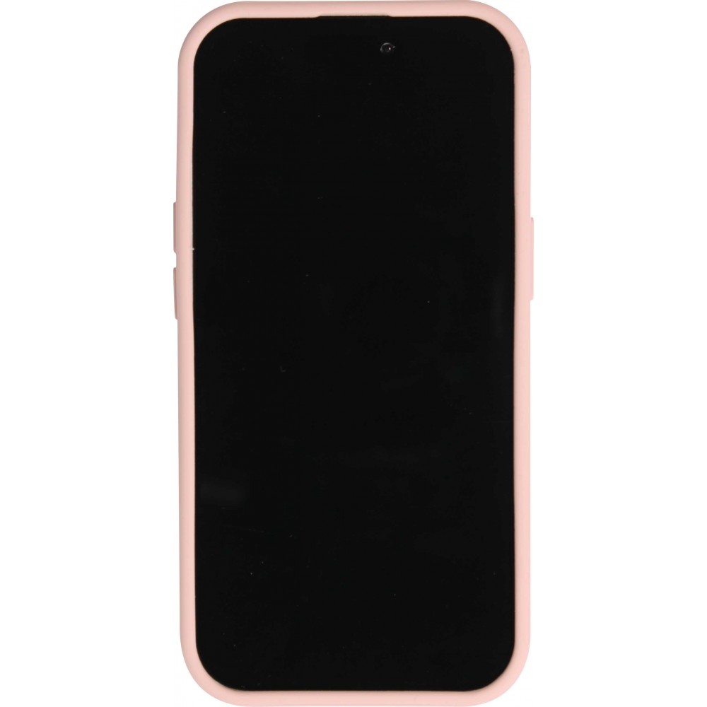 Coque iPhone 15 - Silicone mat soft touch avec lignes en relief  - Rose