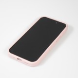 Coque iPhone 15 - Silicone mat soft touch avec lignes en relief  - Rose