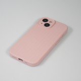 Coque iPhone 15 - Silicone mat soft touch avec lignes en relief  - Rose
