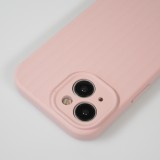 Coque iPhone 15 - Silicone mat soft touch avec lignes en relief  - Rose