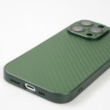 Coque iPhone 14 Pro Max- Silicone rigide look fibre de carbone + protection caméra - Vert