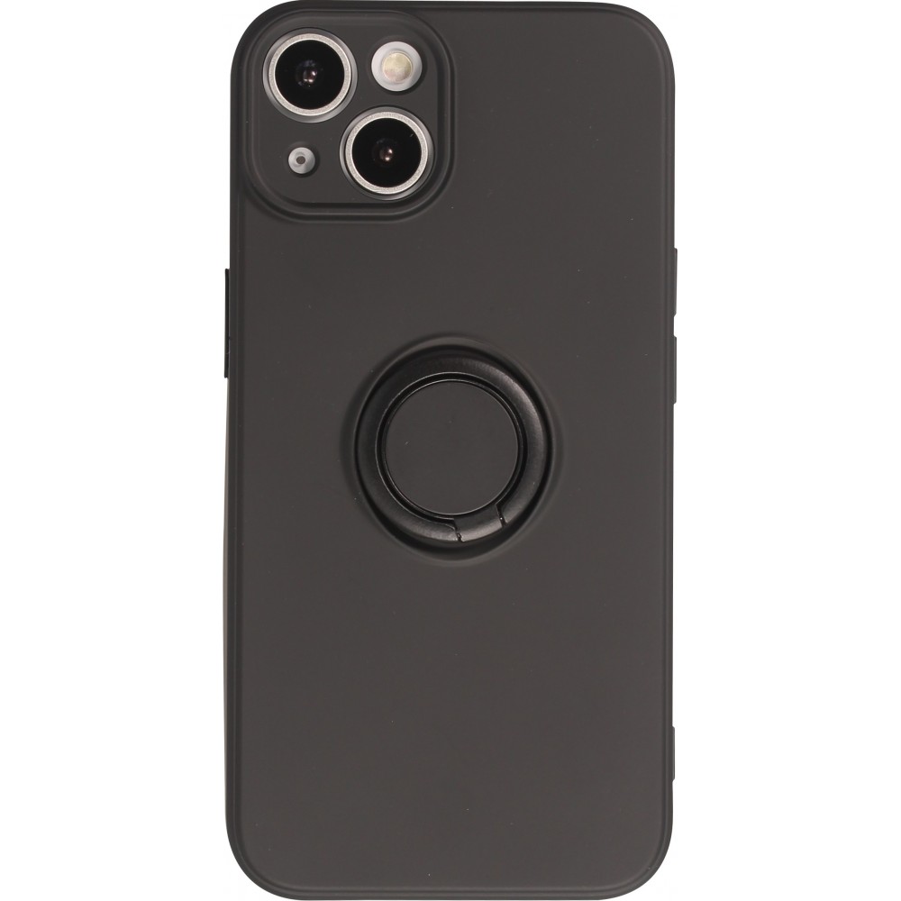 Coque iPhone 14 - Soft Touch avec anneau - Noir