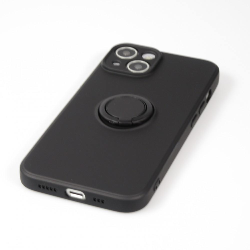Coque iPhone 14 - Soft Touch avec anneau - Noir