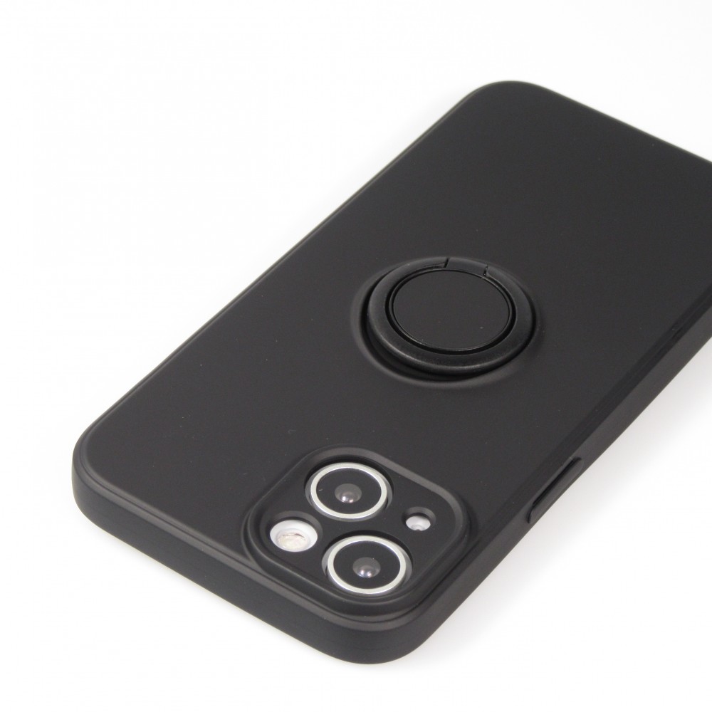 Coque iPhone 14 - Soft Touch avec anneau - Noir