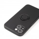 Coque iPhone 14 - Soft Touch avec anneau - Noir