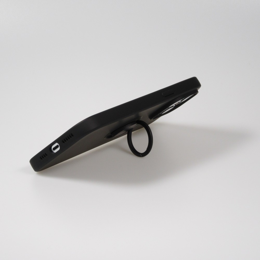 Coque iPhone 14 - Soft Touch avec anneau - Noir