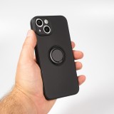 Coque iPhone 14 - Soft Touch avec anneau - Noir