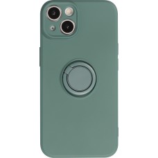 Coque iPhone 14 - Soft Touch avec anneau - Vert foncé