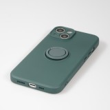 Coque iPhone 14 - Soft Touch avec anneau - Vert foncé