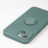 Coque iPhone 14 - Soft Touch avec anneau - Vert foncé