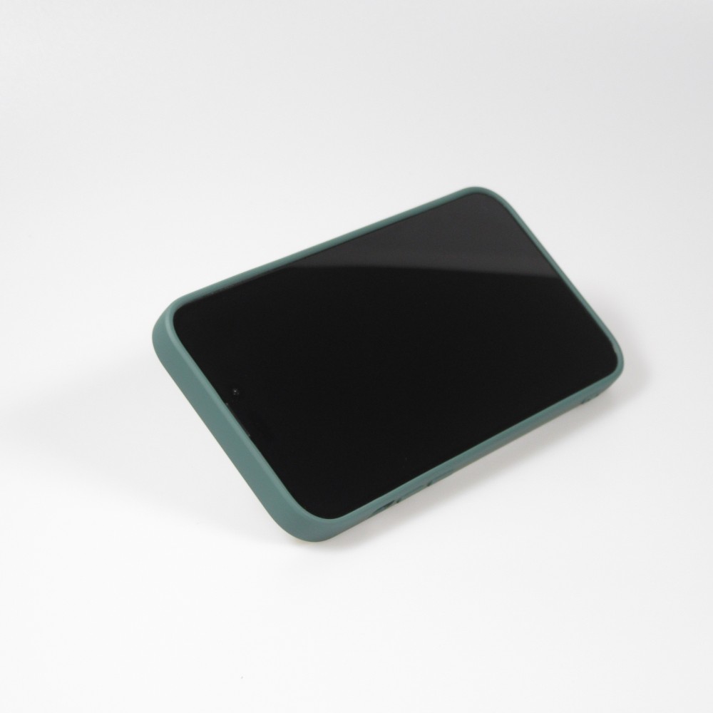 Coque iPhone 14 - Soft Touch avec anneau - Vert foncé