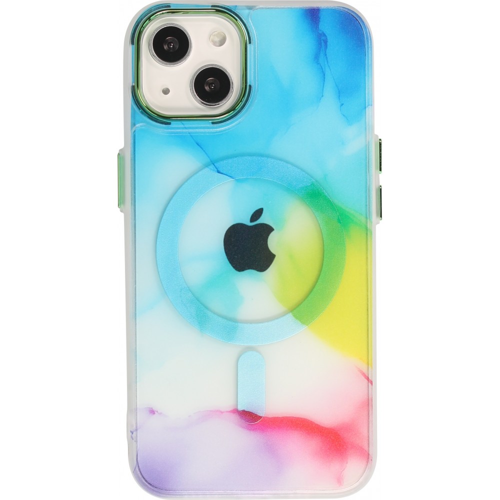 Coque iPhone 14 - Watercolor MagSafe semi-transparent - Multicolor