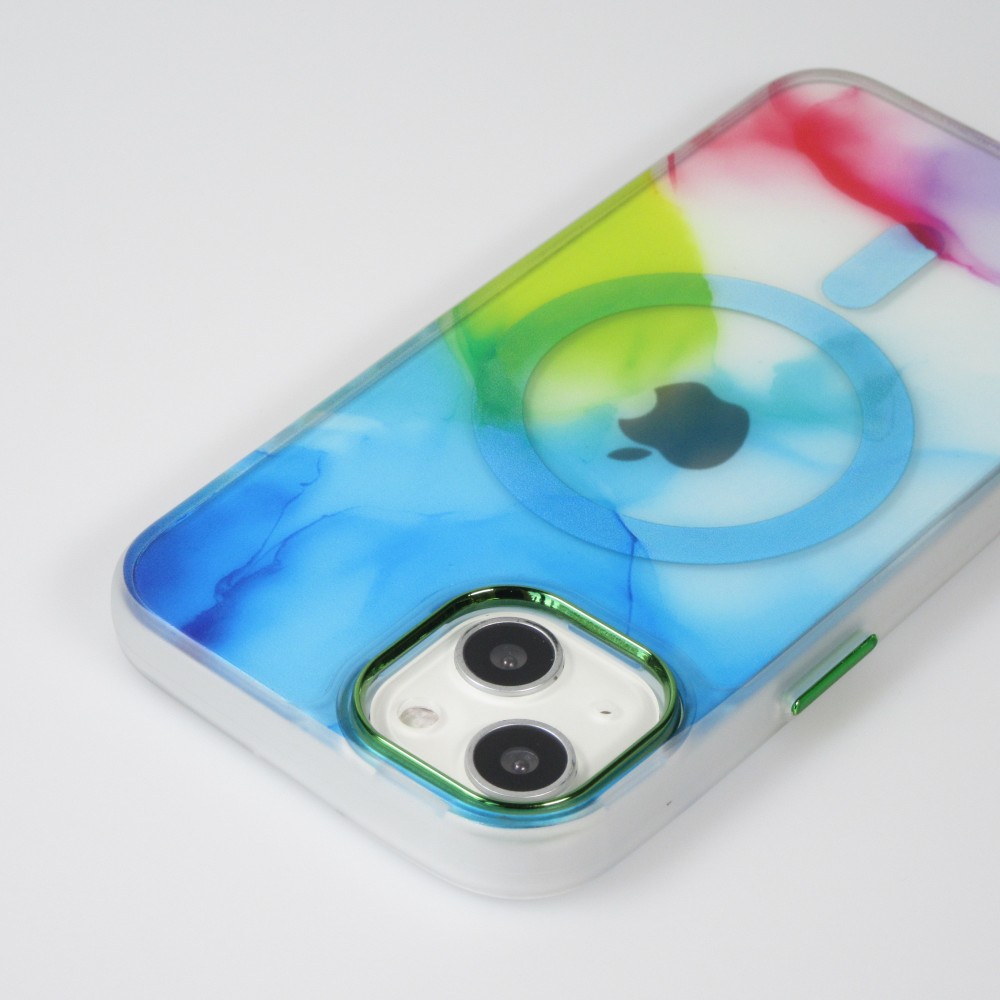 Coque iPhone 14 - Watercolor MagSafe semi-transparent - Multicolor