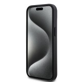 iPhone 15 Case Hülle - DKNY Silikon Kunstleder Monogramm Metall-Logo - Schwarz