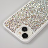 Coque iPhone 15 Plus - Diamant strass The Bling World - Blanc