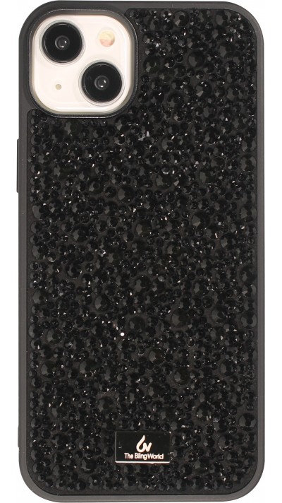 Coque iPhone 15 Plus - Diamant strass The Bling World - Noir
