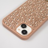 Coque iPhone 15 Plus - Diamant strass The Bling World - Or rose