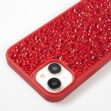 Coque iPhone 15 Plus - Diamant strass The Bling World - Rouge