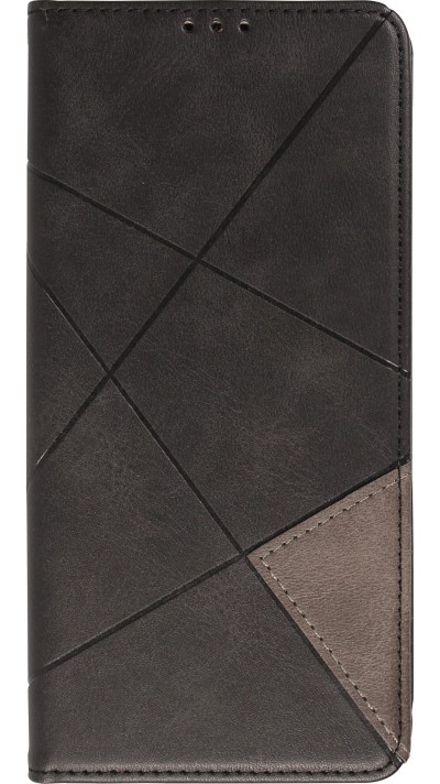 Coque iPhone 15 - Flip Géometrique - Noir/gris