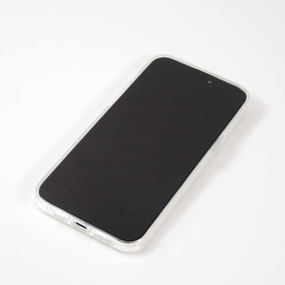 Coque iPhone 15 - Gel Glossy Marbre - Blanc