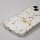 Coque iPhone 15 - Gel Glossy Marbre - Blanc