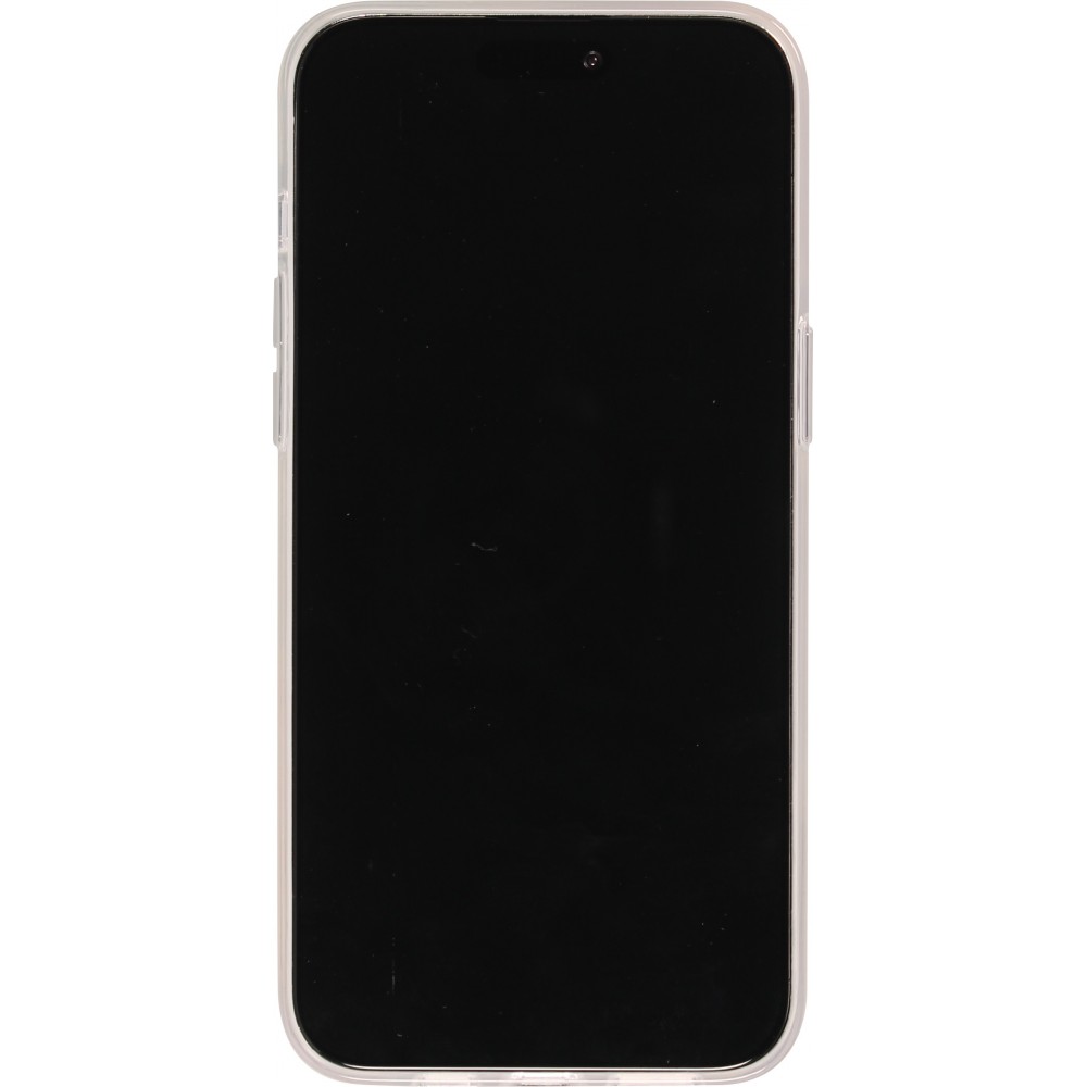 Coque iPhone 15 - Gel Glossy Marbre - Rose/bleu