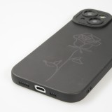 Coque iPhone 15 - Gel silicone souple avec protection caméra - Rose minimaliste - Noir
