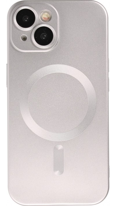 Coque iPhone 15 Plus - Gel souple avec vitre de protection caméra MagSafe - Argent