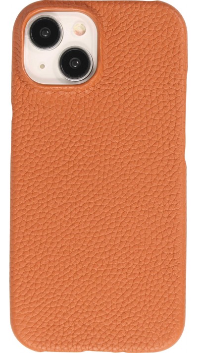 Coque iPhone 15 - Hardcase Slim en cuir véritable - Brun