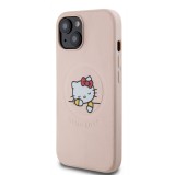 Coque iPhone 15 - Hello Kitty rêveur en similicuir avec MagSafe - Rose clair