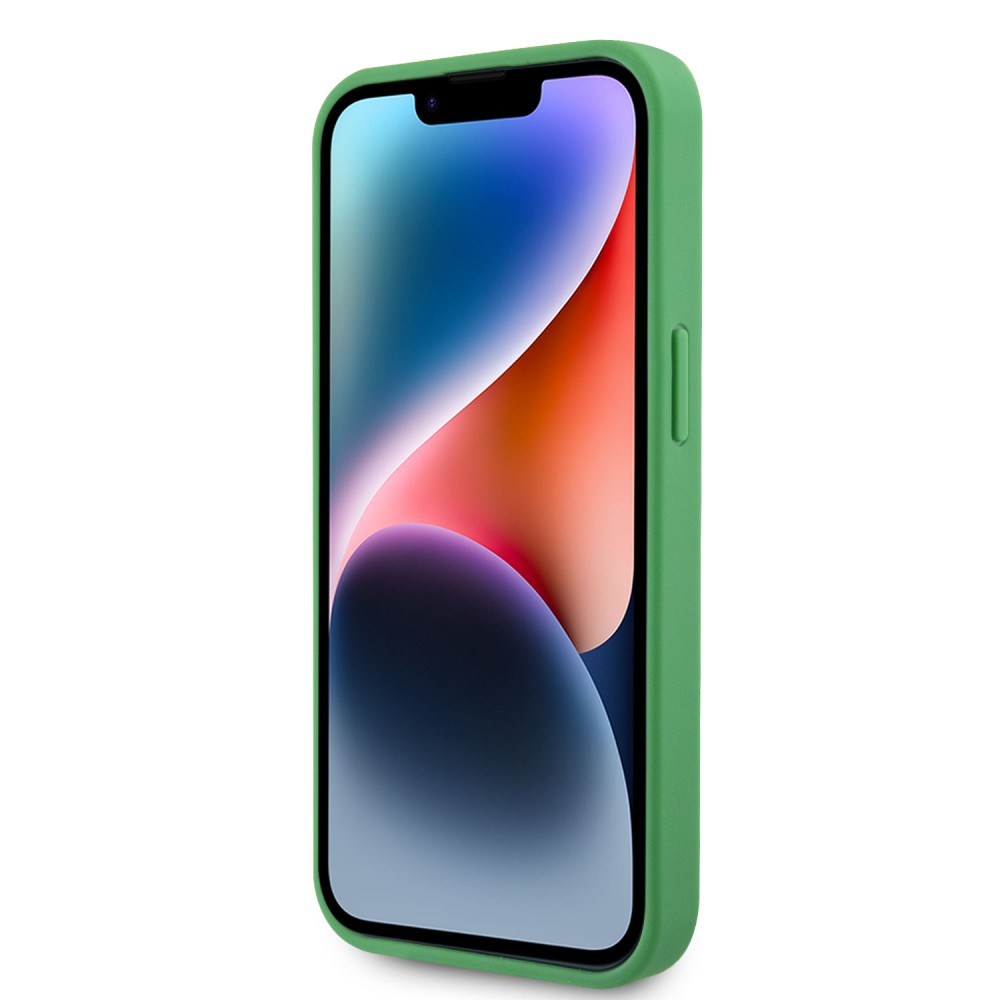 Coque iPhone 15 - Lacoste effet Petit Piqué avec MagSafe et patch logo brodé - Vert