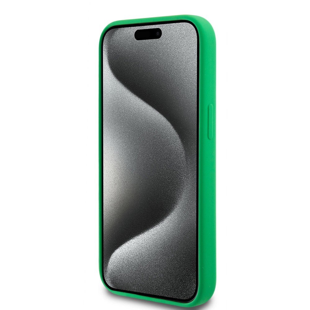 Coque iPhone 15 - Lacoste silicone soft touch Magsafe - Vert