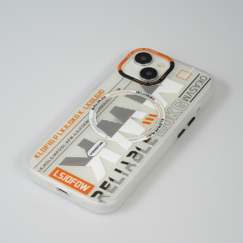 Coque iPhone 15 - MWK Cyber Grid silicone avec MagSafe - Blanc