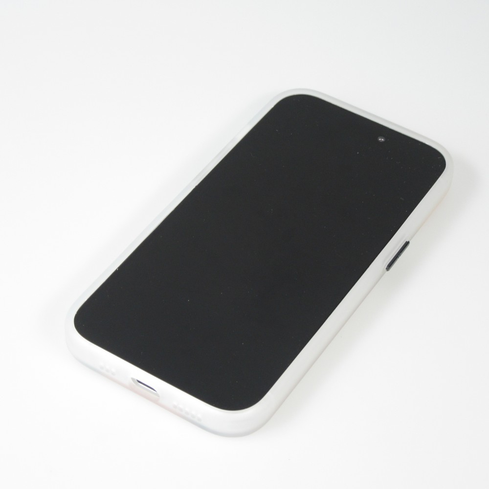 Coque iPhone 15 - MWK Cyber Grid silicone avec MagSafe - Blanc