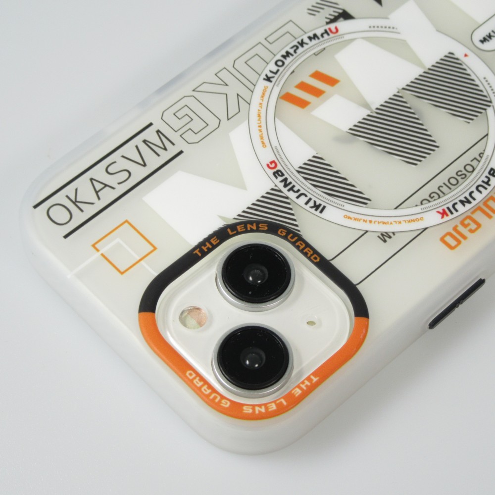 Coque iPhone 15 - MWK Cyber Grid silicone avec MagSafe - Blanc