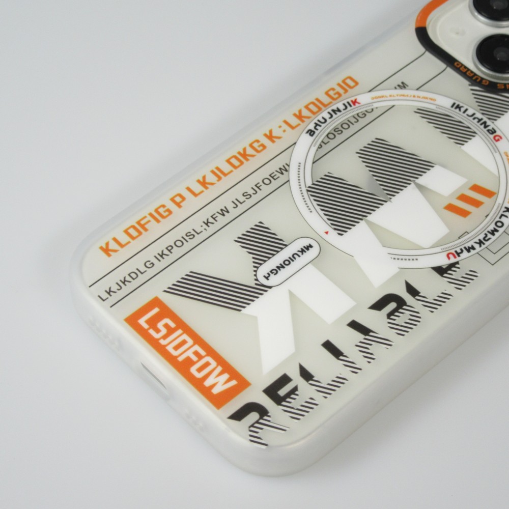 Coque iPhone 15 - MWK Cyber Grid silicone avec MagSafe - Blanc